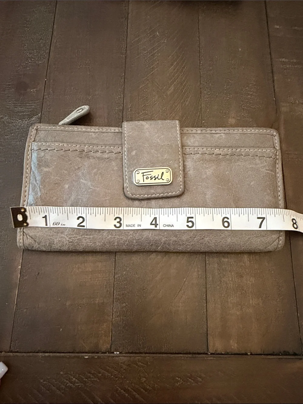 Fossil Vintage Gray Lamb soft Leather Snap-Tab Wallet
